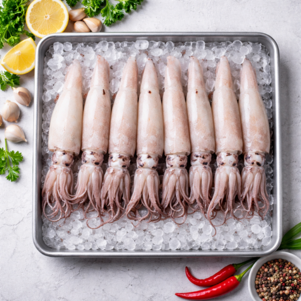 ปลาหมึกกล้วยแช่แข็ง size 10-20ตัว/กิโลกรัม กล่อง 10 กก